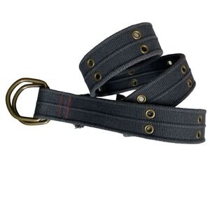 Jet Lag Mens Belt 29/31 Cotton Grommeted Adjustable D Ring Blue Preppy 1.75in